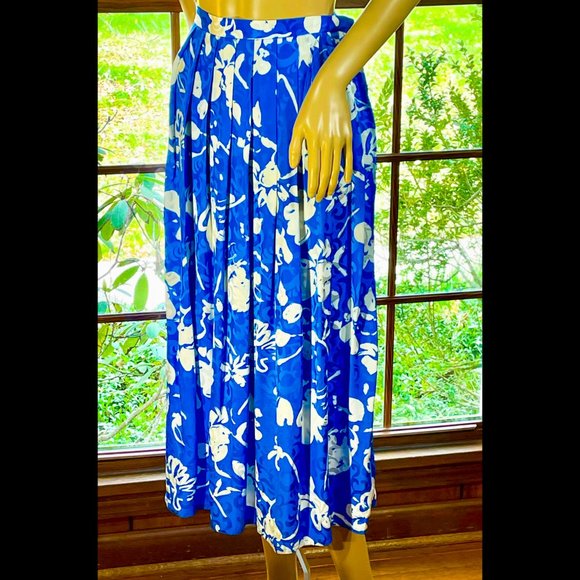 ▪️VTG▪️MAGGY LONDON▪️80's Floral Scroll Jacquard Silk 2-Piece Pleated Skirt Set - Picture 6 of 11